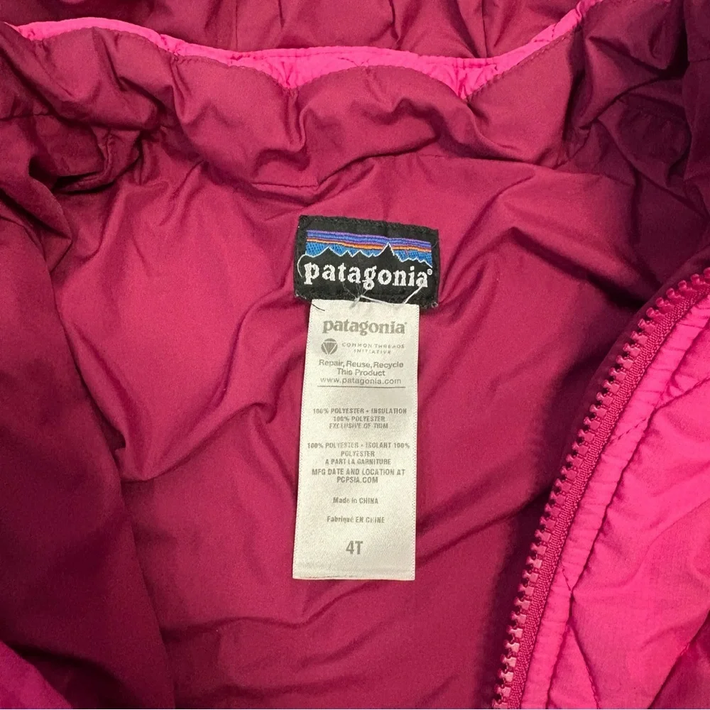 Patagonia Girls 4T Quilted Winter Jacket Removable Hood Vintage - Picture 7 of 9